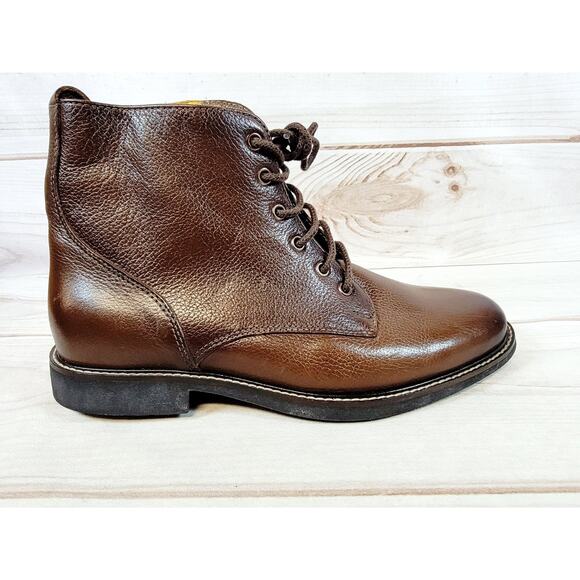 Saks Fifth Avenue Side Zip Leather Ankle Boots Mens 9.5 M Brown Brazil NWT main image 8